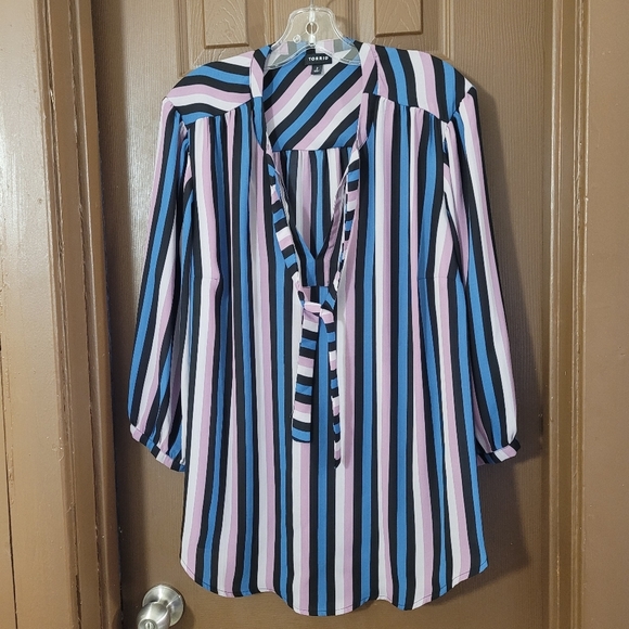 TORRID multi colour striped 3/4 sleeve tunic blouse - Picture 9 of 10